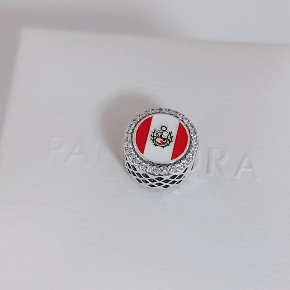 Pandora Peru Flag Charm Bead Exclusive Travel Pendant S925 Silver with box - Picture 5 of 5